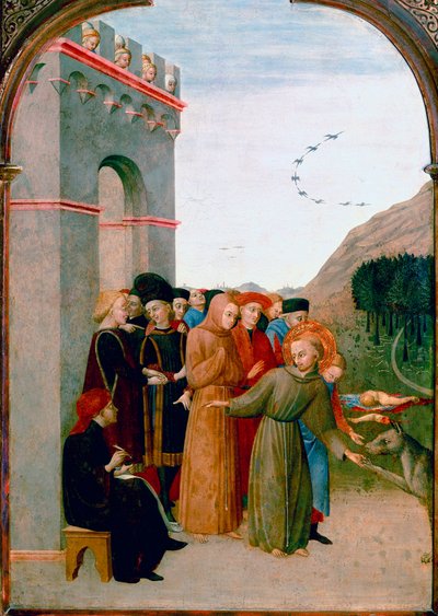 Sint Franciscus van Assisi spreekt met de wolf van Gubbio (detail) door Sassetta (c.1392 1450)