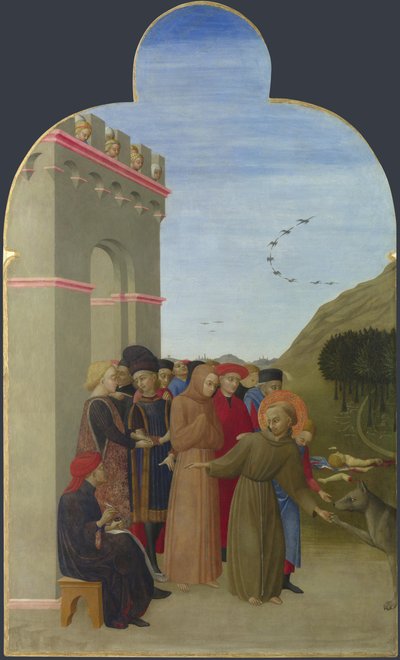De wolf van Gubbio uit Borgo del Santo Sepolcro altaarstuk door Sassetta