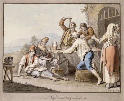 Napolitanen Eten Macaroni; Napolitani Mangia maccaroni door Saviero Xavier della Gatta