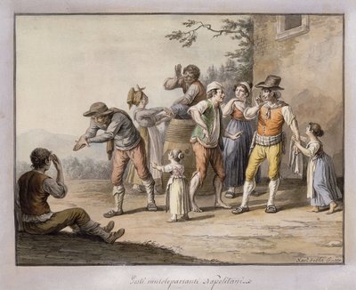 Napolitanen Gebaren naar een Dove Persoon; Gesti Mutoloparlanti Napolitani, 1815 door Saviero Xavier della Gatta