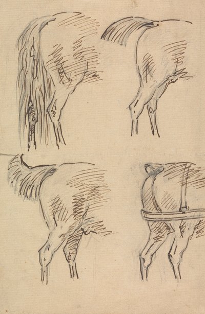 Vier Schetsen van Achterkwartieren van een Paard door Sawrey Gilpin