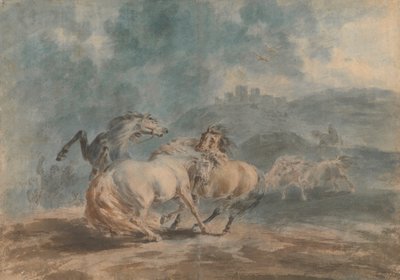 Vechtende Paarden door Sawrey Gilpin