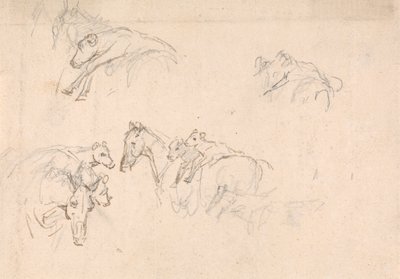 Studie van paarden die kalveren op hun rug dragen door Sawrey Gilpin