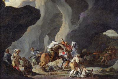 Aanval op de Reizigers, c.1634-37 door Sébastien Bourdon