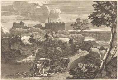 Landschap met wagen door Sébastien Bourdon