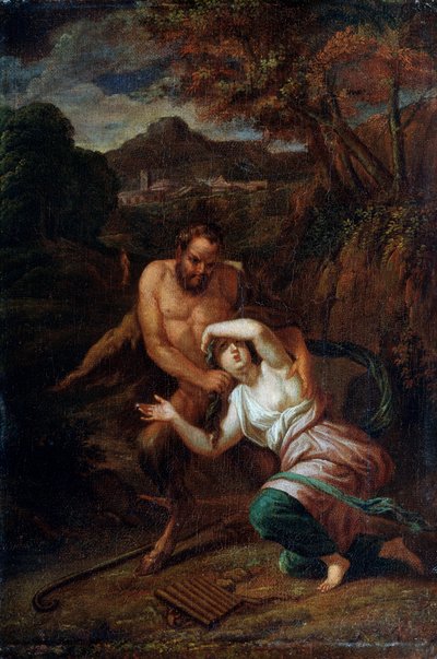 Pan en de nimf Syrinx, 17e eeuw door Sébastien Bourdon