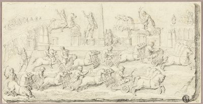 Romeinse wagenrace (naar antiek bas-reliëf) door Sébastien Le Clerc the Younger