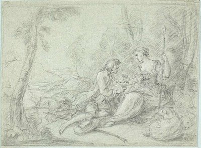 Herder en herderin door Sébastien Le Clerc the Younger