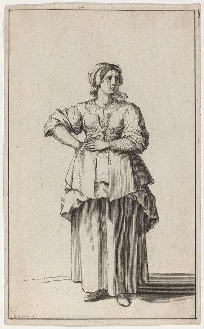 Staande dienstmeid door Sébastien Le Clerc the elder