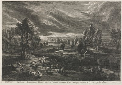 Landschap met Herder die Fluit Speelt door Schelte Adams Bolswert