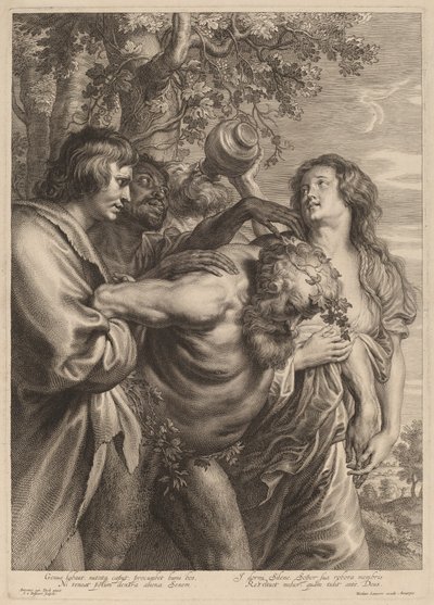 Dronken Silenus door Schelte Adams Bolswert after Sir Anthony van Dyck