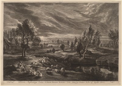 Een Landschap met een Dorp door Schelte Adams Bolswert after Sir Peter Paul Rubens