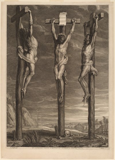 Christus Gekruisigd tussen Twee Dieven door Schelte Adams Bolswert after Sir Peter Paul Rubens