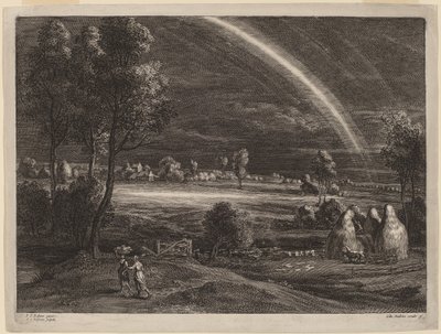 Landschap met een Grote Regenboog door Schelte Adams Bolswert after Sir Peter Paul Rubens