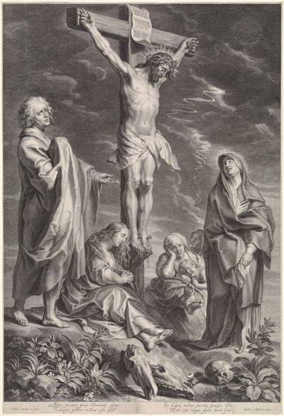 Christus aan het kruis, met Maria en Johannes door Schelte Adamsz. Bolswert