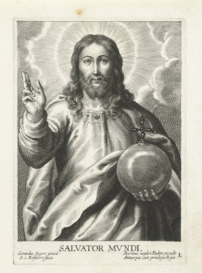 Christus als Salvator Mundi door Schelte Adamsz. Bolswert