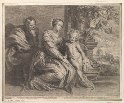Heilige Familie met papegaai door Schelte Adamsz. Bolswert