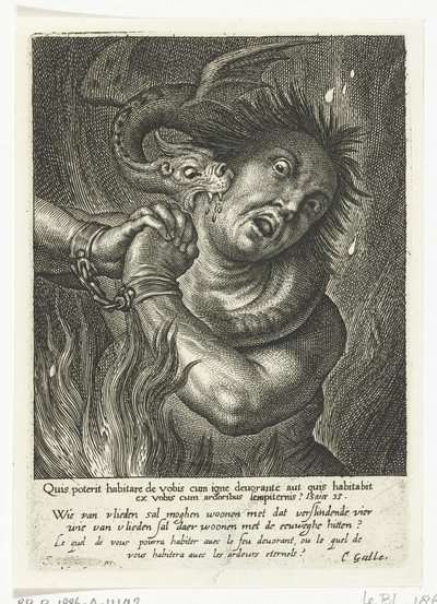 Ziel in de hel gebeten door monster door Schelte Adamsz. Bolswert