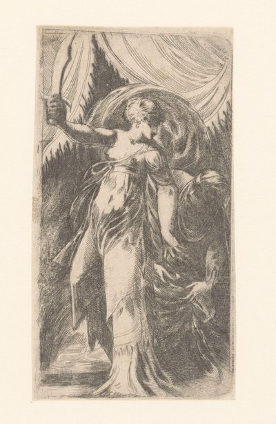 Judit met het hoofd van Holofernes in een zak door Schiavone (attributed to)