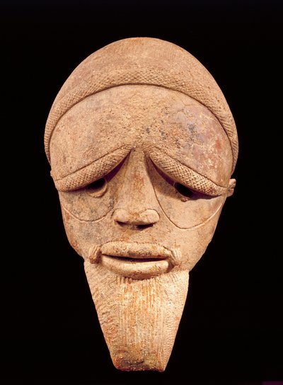 Terracotta beeld van mannelijk hoofd, Sokoto, Nigeria, 6e-2e eeuw v.Chr. door School African