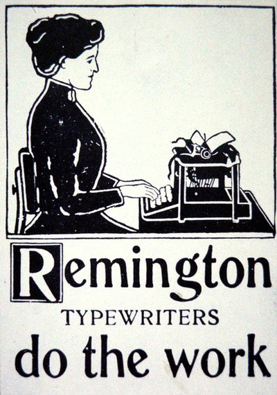 Advertentie voor Remington Typemachines door School American
