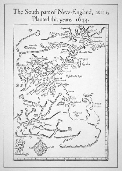 Kaart inclusief Massachusetts Bay door School American