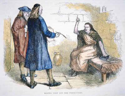 Martha Corey wordt beschuldigd van hekserij tijdens de heksenprocessen van Salem in 1692 door School American