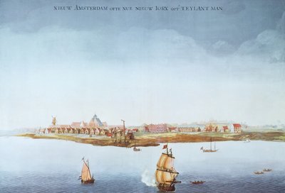 Nieuw Amsterdam op Manhattan Island in 1650 door School American
