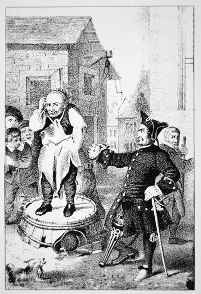 Peter Stuyvesant berispt Willem Wickendam voor het preken van een Baptistenpreek door School American