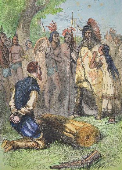 Pocahontas redt het leven van John Smith door School American