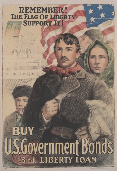 Herinner! De vlag van vrijheid, steun het! Koop Amerikaanse staatsobligaties, 3e Vrijheidslening door School American