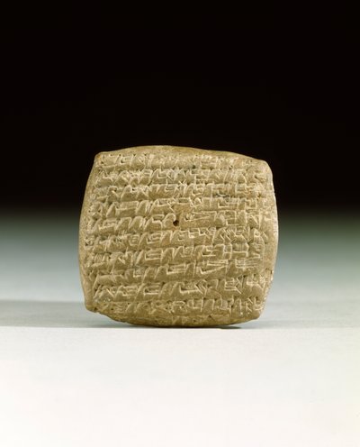 Oude Assyrische spijkerschrifttablet, van de handelskolonie in Kanesh in Cappadocië, eisend betaling van achterstallige rekeningen, c.1900-1800 v.Chr. door School Assyrian