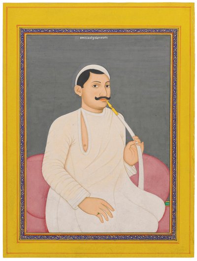 Een zittend portret van Ram Chandra Lahiri, Dewan van Cooch Bewar (1829 - 1842, ca. 1840) door School Bengali