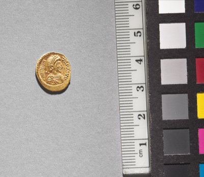 Solidus van Arkadios (voorzijde), 395-408 (goud) door School Byzantine