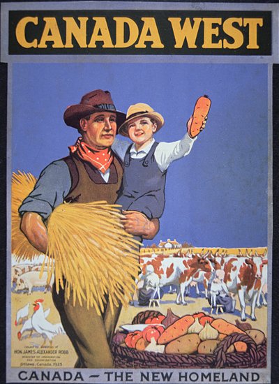 Poster die immigratie naar Canada promoot door School Canadian