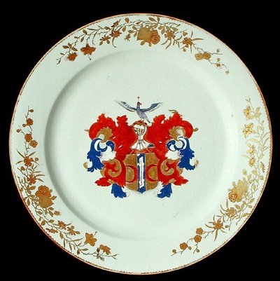 Een Chinese Imari porseleinen schaal met de wapens van Valckenier van Amsterdam, c.1750 door School Chinese