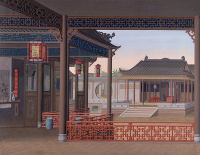 Tekening van het interieur van het huis van een Chinese ambtenaar door School Chinese