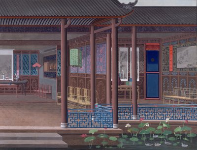 Tekening van het interieur van het huis van een Chinese ambtenaar door School Chinese