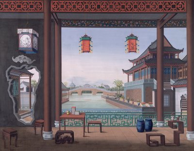 Add. Or. 2194 Tekening van het interieur van het huis van een Chinese ambtenaar door School Chinese