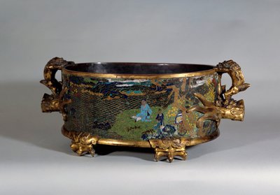 Chinese kunst: pot cache in cloisonné email. 16e eeuw Parijs, decoratieve kunsten door School Chinese