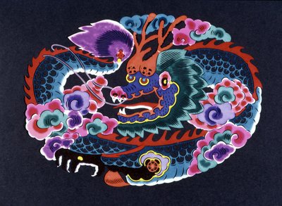 Chinese papieren knipsel en gekleurd met een draak door School Chinese