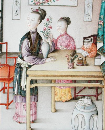 Detail van keizerlijk Canton paneel, Qianlong periode door School Chinese