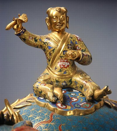 Detail van een ruiter van een paar Qilin, Qianlong-periode (1736-95) door School Chinese