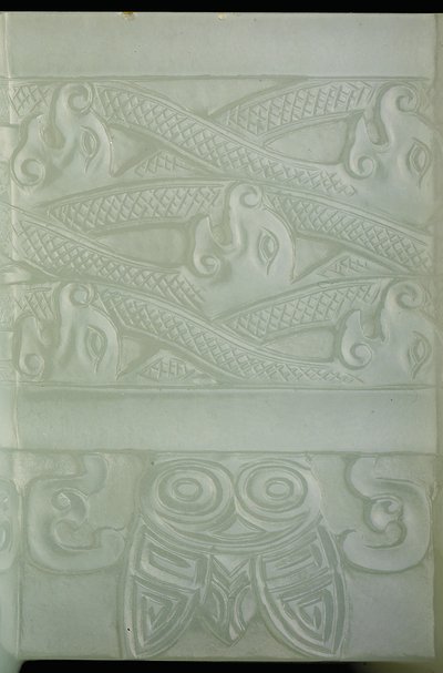 Detail van een archaïsch vat en deksel, Tulu, Qianlong Periode (1736-95) door School Chinese