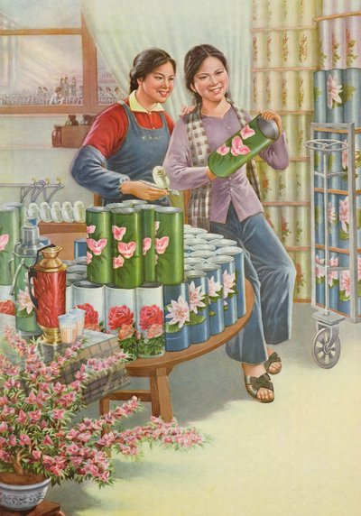 "Bloemen van vriendschap", propagandaposter uit de Chinese Culturele Revolutie door School Chinese