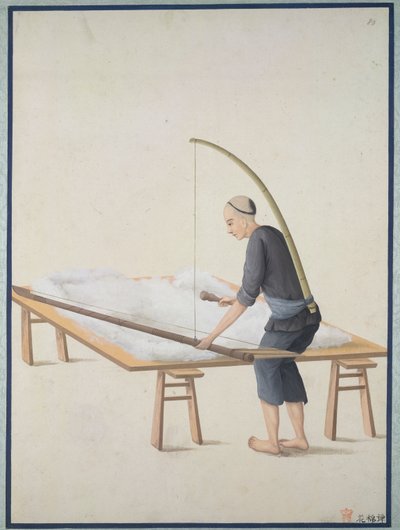 Katoen pluizen, voor dekbedden, c.1800 door School Chinese