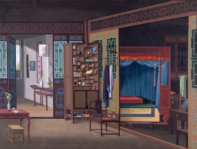Interieur van een Chinees huis in Canton door School Chinese