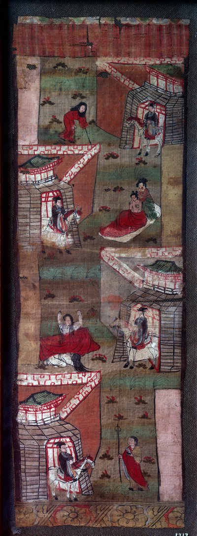 Leven van Boeddha: episode van de 4 ontmoetingen van Siddhartha: een oude, een ellendige, een zieke en een bedelaar door School Chinese