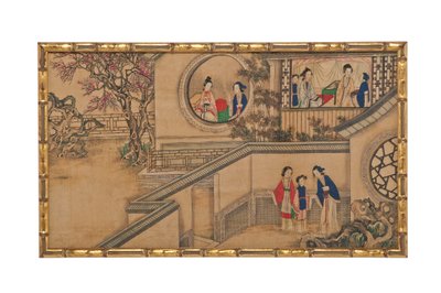 Een van 24 scènes uit Droom van de Rode Kamer door School Chinese