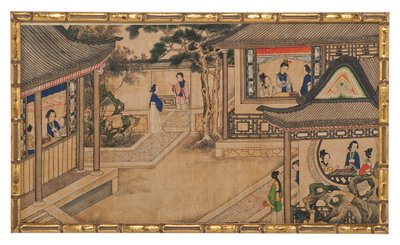 Een van vierentwintig scènes uit Droom van de Rode Kamer door School Chinese